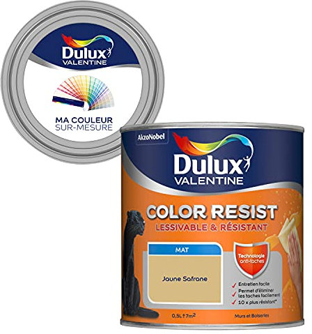 Ma Couleur Sur-Mesure par Dulux Valentine – Peinture Intérieure Murs, Plafonds, Boiseries - Palette Intemporelle, Pièce à Vivre Mat, Jaune Safrane , 0,5 L