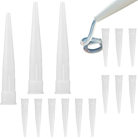 XHBTS 90 Silicone Nozzles Applicator Plastic Caulking Gun Extender Caulk Nozzle Tip Tool for Sausage Caulking Gun, Caulk Nozzles Applicator White