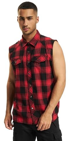 Brandit Check Shirt Sleeveless, Farbe: red/Black, Größe: 3XL