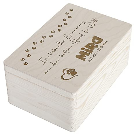 Waldwicht | Gedenkbox an den Besten Hund der Welt | Wunschname | Erinnerungsbox für Hunde - Personalisiertes Geschenk - Aufbewahrungsbox, Erinnerungskiste, Holzkiste, Geschenkbox | mit Deckel