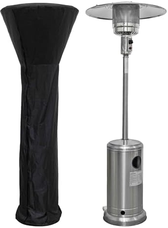 Dellonda Freestanding Gas Patio Heater 13kW with wheels for Commercial & Domestic Use, Supplied with Cover, Stainless Steel - DG221