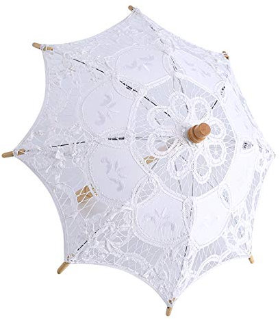 Miskall Ombrello in pizzo, Ombrello in pizzo da sposa Ombrellone Ombrelloni per feste da sposa Decorazione per foto(S-bianco)