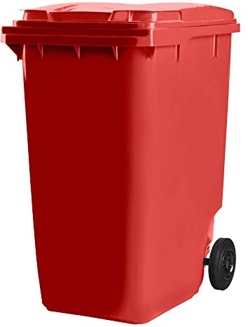 Hardwex Mülltonne mit 2 Rädern und Deckel, Müllgroßbehälter, Abfalltonne, Mülleimer, Volumen: 360 Liter, Farbe: Rot, Größe: 1 098 x 596 x 880 mm