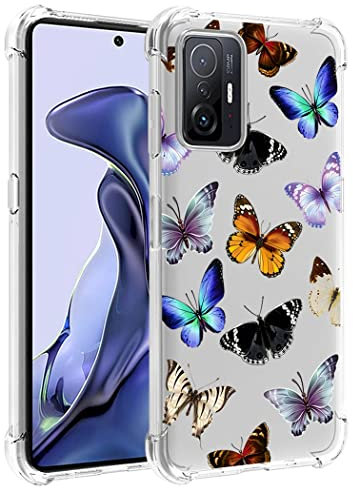 Yerebel Custodia per Mi 11T 5G/Mi 11T Pro 5G 21081111RG Custodia Carina, Custodia Trasparente Flessibile Bumper TPU Morbida Gomma Silicone Cover per Xiaomi Mi 11T 5G (Butterfly)