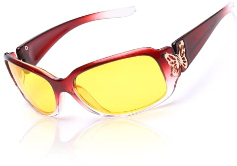 LVIOE Nachtsichtbrille Damen Gelbe Linse Polarisierte Nachtsichtbrille für Autofahrer Nachtfahrbrille