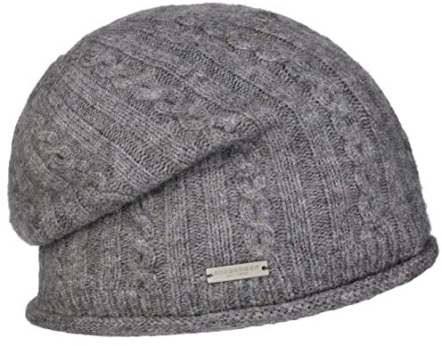 Seeberger Mevoja Beanie Strickmütze Wintermütze Damenmütze Damen - mit Futter, Oversize Winter Herbst-Winter - One Size grau