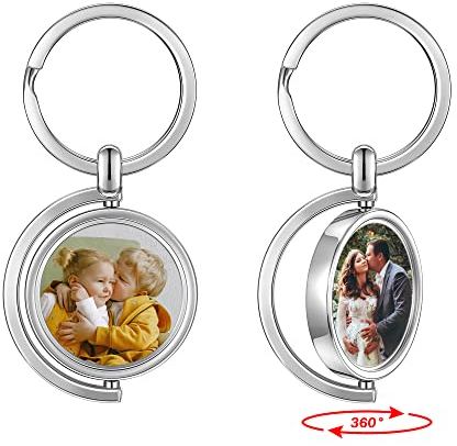 JOVIVI Schlüsselanhänger mit Foto Bild Gravur Selbst Gestalten Personalisiert Drehbar Keychain Schlüsselring Taschenanhänger, Einheitsgröße, (TTDE003405)