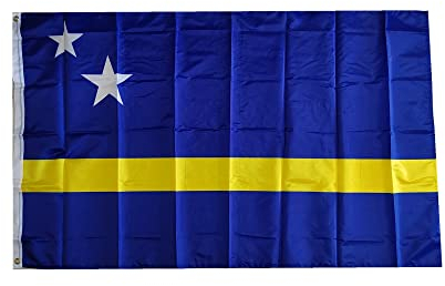 Stormflag Curacao Flagge 90x150cm Polyester 90g mit Ösen mit Doppelnadel genäht.