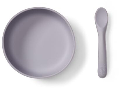 Vital Baby Nourish Silicone Suction Bowl Set - Mess-Free Weaning | Strong Suction Pad | Scooped Bowl and Chunky Spoon | BPA-Free | Easy to Clean | Suitable from 4 Months+ | Dusky Mauve