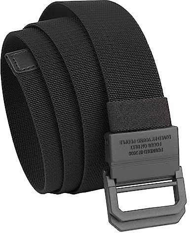 KYEYGWO Unisex Elastischer Gürtel mit Doppelring Schnalle, Einstellbare Stoffgürtel Nylon Arbeitsgürtel Outdoor Stretchgürtel für Herren und Damen, Schwarz