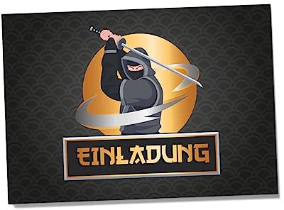 Partycards Einladungskarten Kindergeburtstag Mädchen Junge - 12 Karten - Ninja Design - A6 - Leicht zu Beschriften - Geburtstagseinladungen für Mädchen und Jungen - Perfekt für Feiern