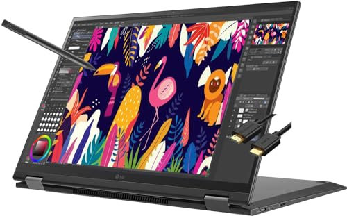 LG Gram 16 - Computer portatile 2 in 1 per creatore, fotografo, designer (touchscreen 2K da 16, Intel 12-Core i7-1260P, RAM LPDDR5 da 16 GB, SSD da 2 TB, penna), batteria a lunga durata,