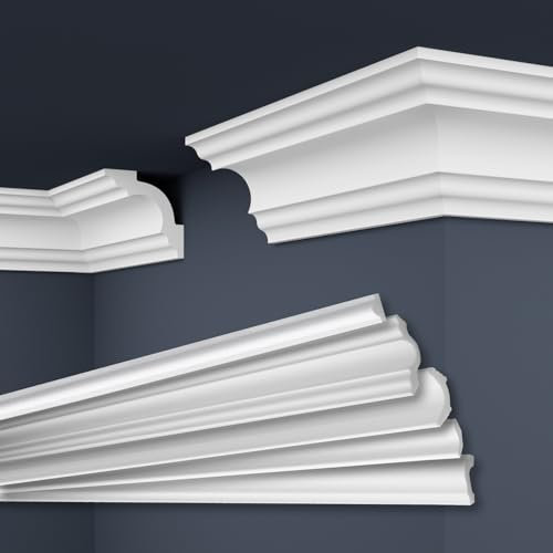 MARBET DESIGN - Modanature decorative in polistirene XPS, colore bianco, da soffitto (angolo interno ed esterno, E-15)