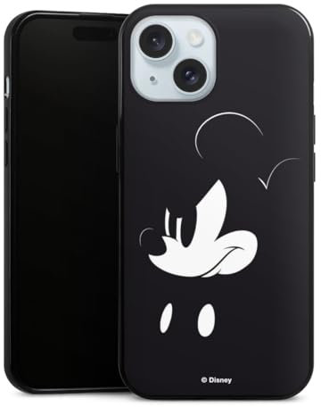 Slim Case extra dünn kompatibel mit Apple iPhone 15 Silikon Handyhülle schwarz Hülle Mickey Mouse Offizielles Lizenzprodukt Disney
