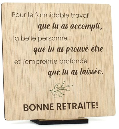 CONTRAXT Carte de retraite originale en bois. Cadeaux uniques pour la retraite pour hommes et femmes, collègues, chefs, amis, enseignants (Retraite)