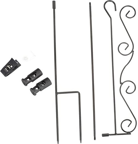 Toyvian Support de Drapeau Extérieur pour Jardin Résistant aux Intempéries avec Pince Robuste Pied de Drapeau Facile à Assembler Planter Le Sol