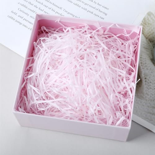 HXJADM 150g Papier Déchiqueté, Panier Cadeau de Remplissage Remplir des Fournitures de Fête et Emballage Cadeau, Raffia Remplissage Papier de soie déchiqueté (Rose clair)