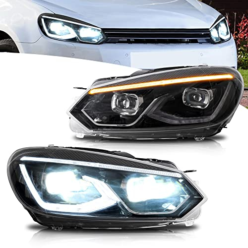 VLAND Projektorscheinwerfer Kompatibel für Golf 6 MK6 TSI Halogen 2008-2013 (Nicht für TDI/GTI/R), 1 Satz/Mit E-Prüfzeichen
