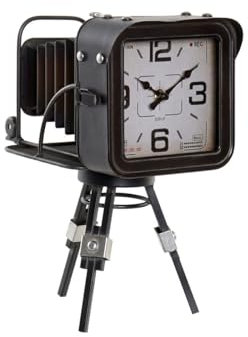 Home ESPRIT Tischuhr, Metall, Glas, Holz, MDF, Vintage, 17 x 26 x 32,5 cm