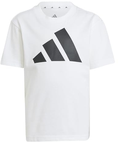 adidas Unisex Kinder Essentials BIG Logo T-Shirt, White/Black, 7-8 Years