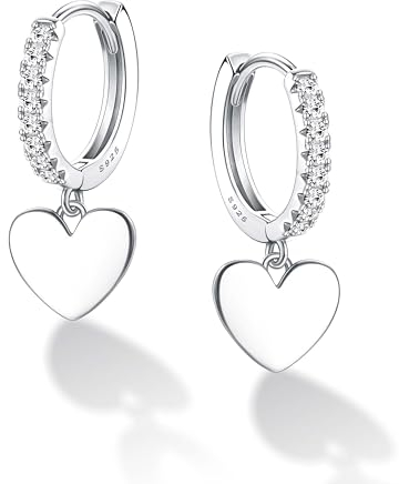 Chriscoco Silber 925 Hängend Creolen Mit Herz/Schmetterling/Stern Anhänger - Hypoallergene Ohrringe für Damen Mädchen - Mit Schmuckschatulle