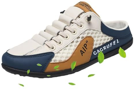 MAOAEAD Zapatillas deportivas de verano para hombre, sin cordones, informales, con espalda abierta, sin espalda, de malla transpirable
