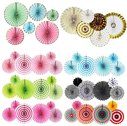 Folding Hand Fan, Handheld Fan Bamboo Hand Fan 6pcs/8pcs Rose Gold Pink Blue Silver Tissue Paper Fans Flowers Balls for Birthday Party Wedding Decorations Chinese Fan Handheld Fan Silk Fabric Fan Hand