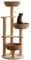 54 Modern Cat Tree for Large Cats, Wood Luxury Multi-Level Oak Solid Wood Cat Trees Cat Towers with 3 Rattan Weaving Cat Nests & Washable Cushions, Sisal Scratching Posts, for Indoor Cats-Lacquered