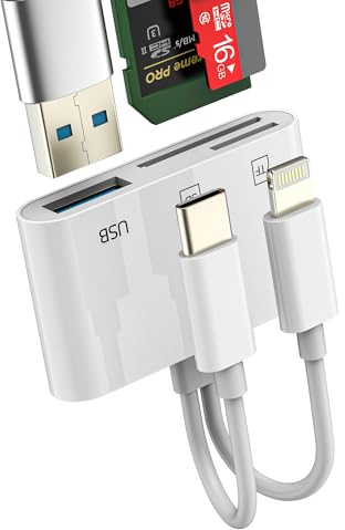USB C Lightning SD Kartenleser USB Adapter(3in2) Kamera Micro SD/TF Speicherkarte Kartenleser OTG 3.0 Stick Externer Memory MacBook Highspeed Übertragung für iPhone Apple Kompatibel für Samsung Handy