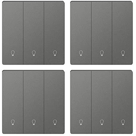 ZigBee Smart Light Switch, Work with Alexa Google Home, Pushbutton Switch with Backlight, Neutral Wire Required, Zigbee Hub Required (3way-4pack)