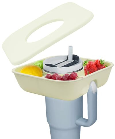 DingGreat Geeignet für 40oz Stanley Cup Snack-Tablett mit Deckel,Snack-Schale kompatibel mit 40oz Stanley Cup,vier Fächer große Kapazität Snack-Tablett,Stanley Cup Zubehör (No Cup)