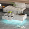 KEEPREAPER Couchtisch Wohnzimmertisch weiß Hochglanz, Sofatisch mit LED Beleuchtung modern für Wohnzimmer, 110 x 55 x 50 cm (Grau-CT37)