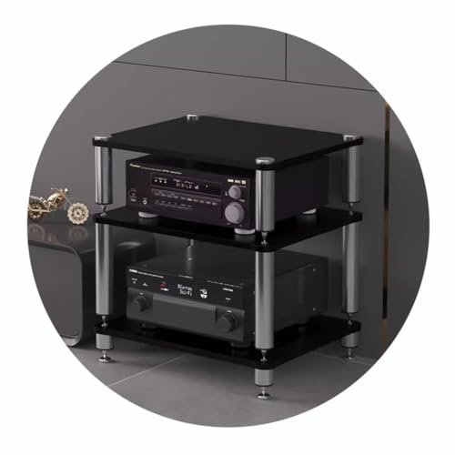 ZYJIX Av-Regal Mit Stoßdämpfenden Füßen – HiFi-ständer Für Audio-Video-Komponenten, 2/3/4-stufiges HiFi-Rack, Plattenspielerständer Und Schrank(Size:60 * 48 * 60cm(3Tier),Color:Schwarz)