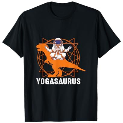 Lustiges Yoga-T-Shirt. Yogasaurus T Rex Trex Yoga Spaceman T-Shirt