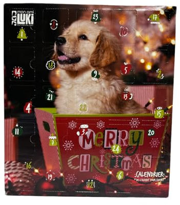 MON AMI LUKI - Weihnachts-Adventskalender mit 24 Fächern für Hunde – abwechslungsreiche, leckere und leckere Leckereien ohne Zusatzstoffe – Gourmet-Geschenk für Haustiere – jedes Alter
