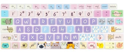 WSLUCKO Silicone Keyboard Cover Skin for Dell Latitude 3440 3450 5430 5431 54207430 7420 7410 14, 15.6 Dell Latitude 7520 9000 9510 9520 9420 9430/16 7650 7640,Cute Cat