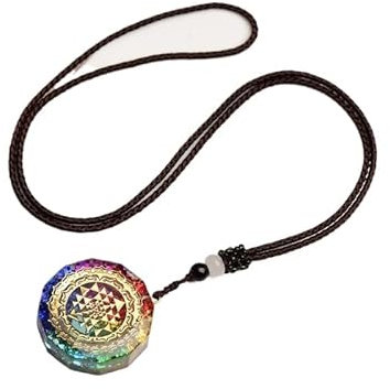 Tao Tempel 7 Chakra Orgonit Anhänger Halskette - Schutz & Balance (Braun)