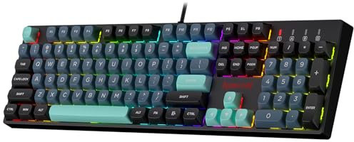Redragon K582 SE Wired RGB Gaming Keyboard, 104 Keys Mechanical Keyboard w/Upgraded Hot-swappable Socket, Noise Dampening Kit, Mixed Color PBT Keycaps, Linear Red Switch