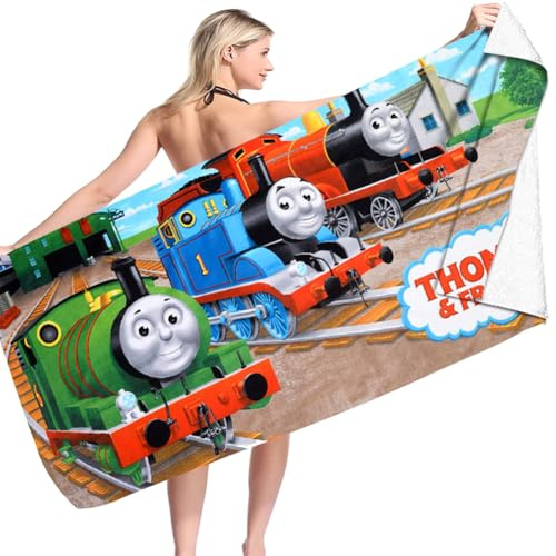 JXBBAAC Thomaas Strandtuch, Thomaas Badetuch Handtuch Mikrofaser Strandtuch Anime Kinder Duschtuch Schnell Trocknend Badehandtuch Tragbares Duschtuch Camping Handtuch für Strand Gym Reise (150x70CM)