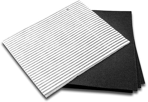 vhbw Set de 2 filtros compatible con Candy 60 cm | campana extractora - 1x filtro de carbón activo, 1x filtro antigrasa, negro/blanco
