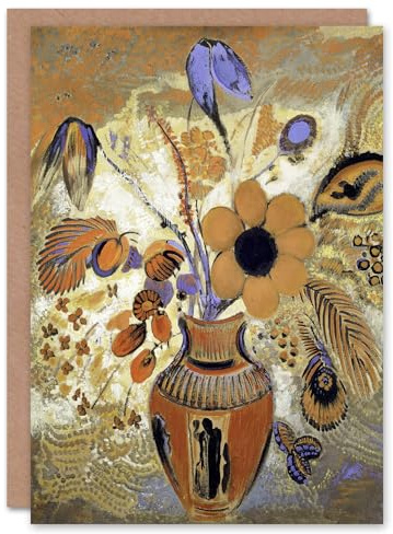 Artery8 Odilon Redon Art Card Etruscan Vase with Flowers