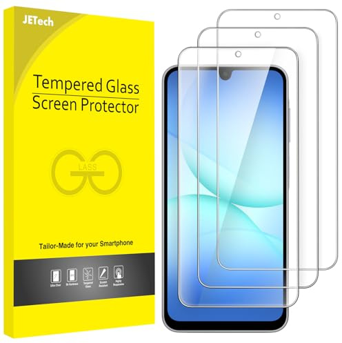 JETech Schutzfolie für Samsung Galaxy A17, 3 Stück | HD Klar, Face ID Kompatibel, Kratzfestes Gehärtetes Glas, Einfache Installation