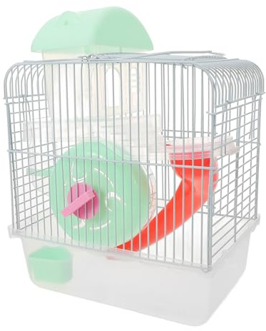 Hohopeti Großer Hamsterkäfig aus Kunststoff und Eisendraht mit Hamsterhaus und Zubehör als Kleintierhaus und Dekoration für Zuhause