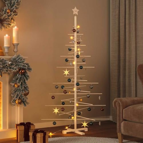 Mokuyary Weihnachtsbaum aus Holz zur Dekoration, 180 cm, Massivholz, Kiefer, Weihnachtsbaum, schnelle Montage für die Dekoration von Partys zu Hause, Büro