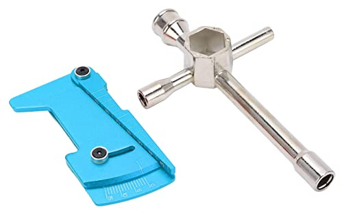 RC Car Hex Wrench Tool Kit | 4WD Cross Sleeve for Wheel Alignment | Aluminum Alloy Maintenance Tool for RC Cars/Trucks/Crawlers | Adjustable Ruler (Blue)