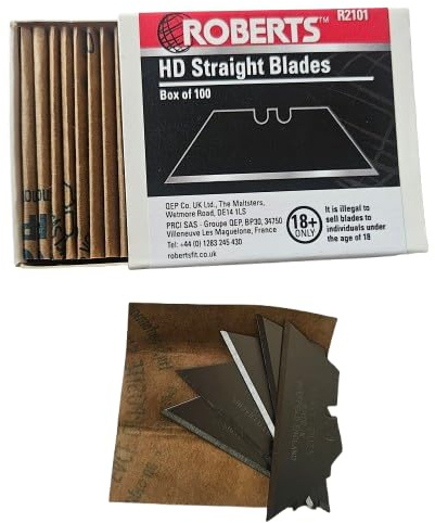Roberts Heavy Duty Straight Blades Box of 100 for Vinyl, Carpet, LVT Flooring