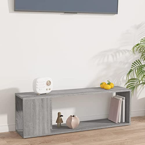 NIVVHOH TV-Schrank, Raumteiler Regal Book Shelf Bücherregal Bücherschrank Geeignet für Büro Schlafzimmer Studie Wohnzimmer Grau Sonoma 100x24x32 cm Holzwerkstoff