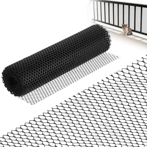 TOYANDONA Balkon Wetterfest Hdpe Schwarz Flexibel, Katzenschutznetz | für Balkon und Geländer, Einfache Montage, Hohe Transparenz, Geeignet für Hund und Haustier