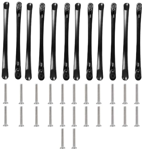FEIHS 12 Piezas Tiradores Cocina Negros,distancia entre orificios: 13cm | Aleación de aluminio,16,2x1x1,3cm,acabado esmaltado,resistente y duradero,negro,apto para armarios de ropa