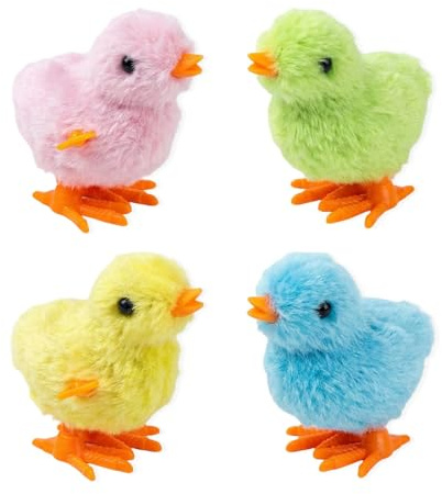 Clyhon Ostern Aufzieh Huhn, 4 Stück Geschenk Geht für Kleine Junge Und Mädchen, Osterdeko Küken, küken Oster, Osterkorb Füllstoffe und Kindergeburtstage(Zufällige Farbe)